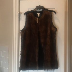 Black/brown fur sweater vest